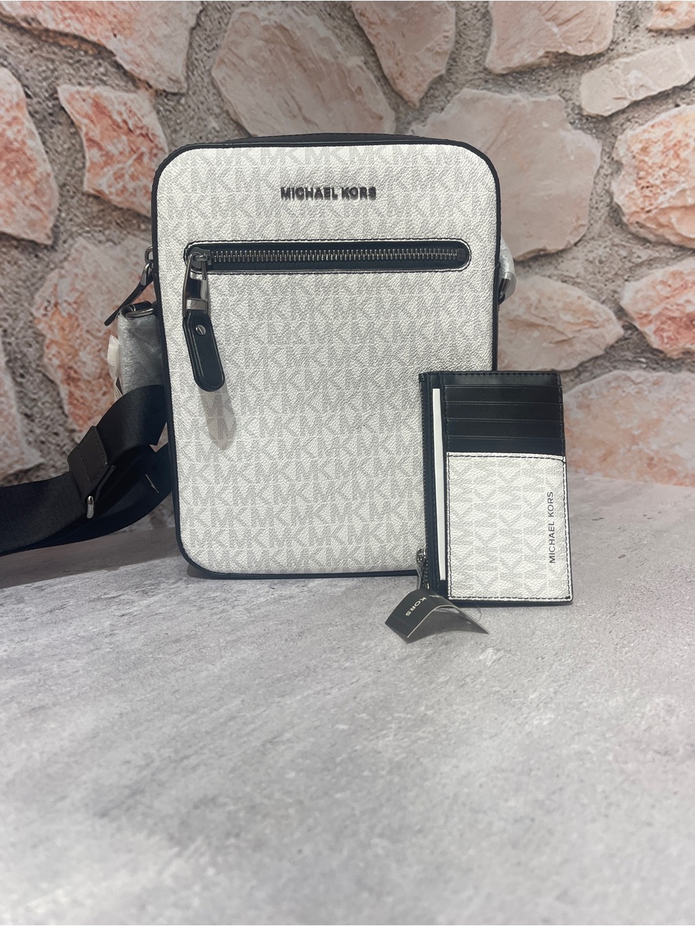Michael Kors Varick Flight Bag & Matching Wallet Bright White Unisex